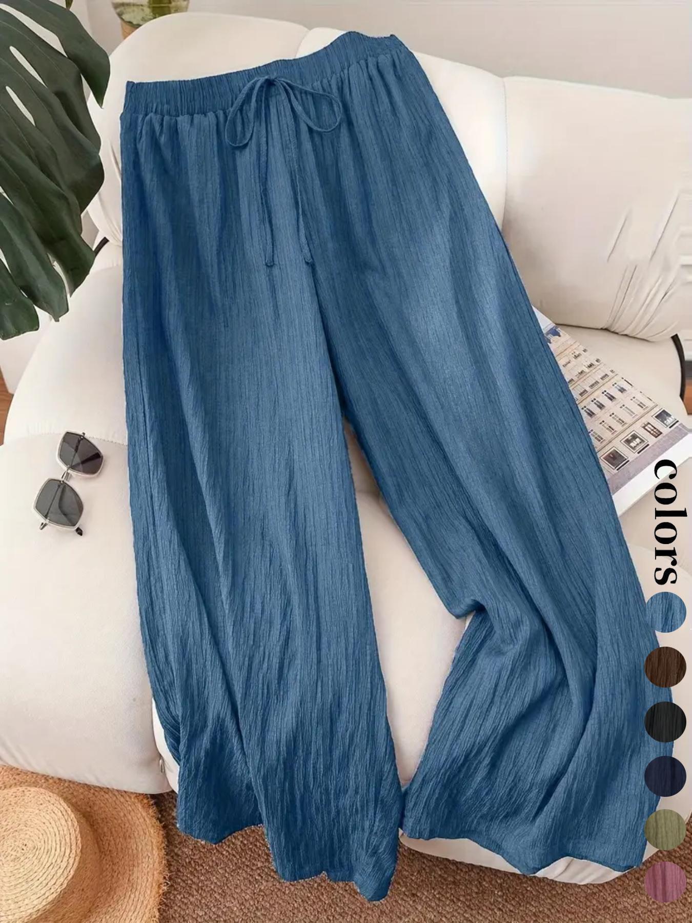 Women's Solid Color Wide Leg Pants, Casual Comfy Trousers for Daily Wear, Ladies Bottoms for All Seasons, Casual Fashion Pants