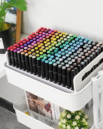 Marker Pen Organizer Holder for 240 Markers, Craft Art Supply Storage Rack, Desktop Art Marker Pens Colored Pencils Holder Storage Case for Home Classroom Office