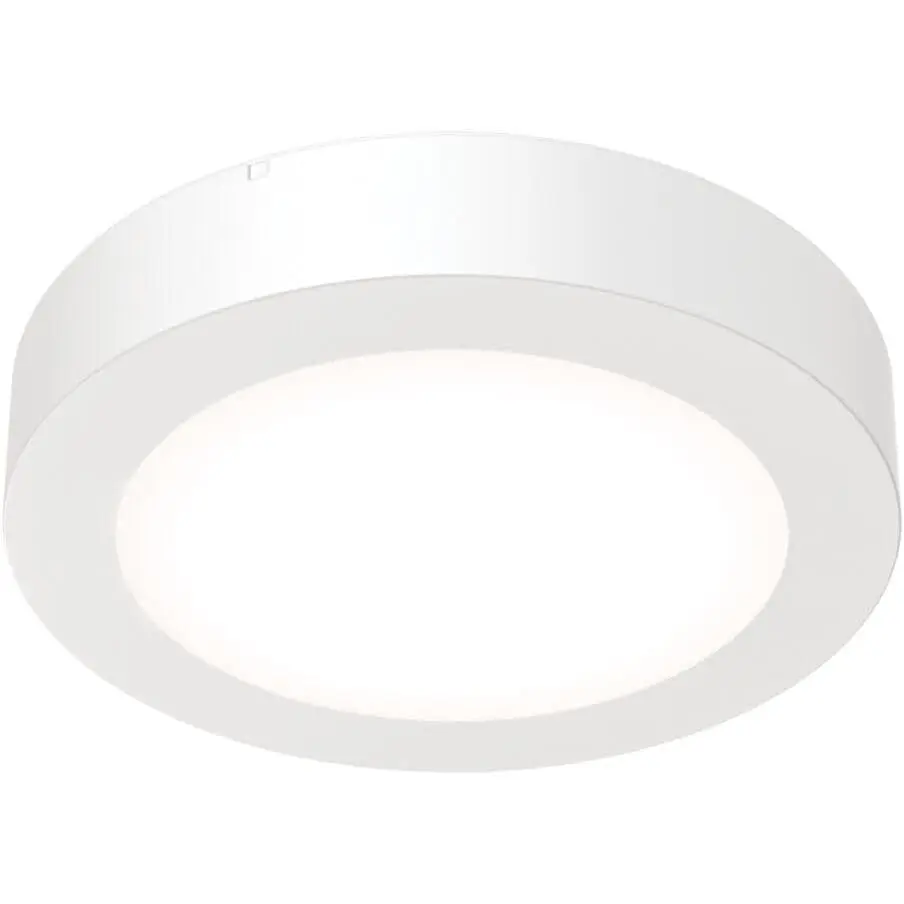 Slim Basics 4 Inch LED Ceiling Light, Low Profile Surface Mount Downlight for Shower or Closet Lighting, 3000K/4000K/5000K Selectable White Light, Edged Trim, Wet Rated, Matte White