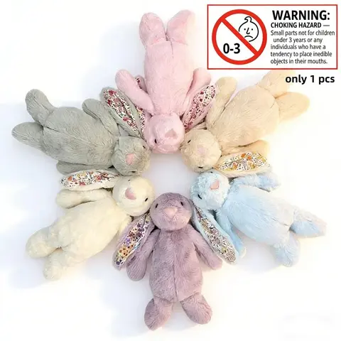 Cute Rabbit Plush Toy, Floral Lop-Eared Bunny Plush Doll, Birthday Gift, Christmas Gift for Children, Home Decoration, Stuffed Bunnies