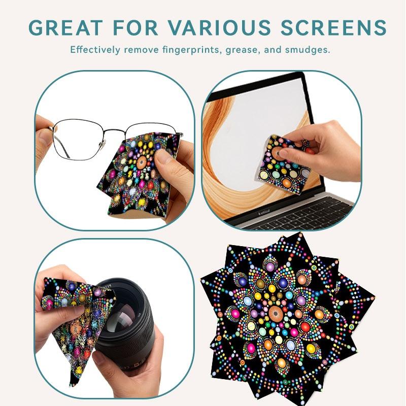 1/3/6/14pcs Vibrant Mandala - Style Cleaning Cloth, Suitable for Camera Lenses & Eyeglasses, Single - Sided, Multiple Specifications Available, Highly Decorative & Eye - Catching, Ideal for Home Cleaning & Photography Gear Maintenance