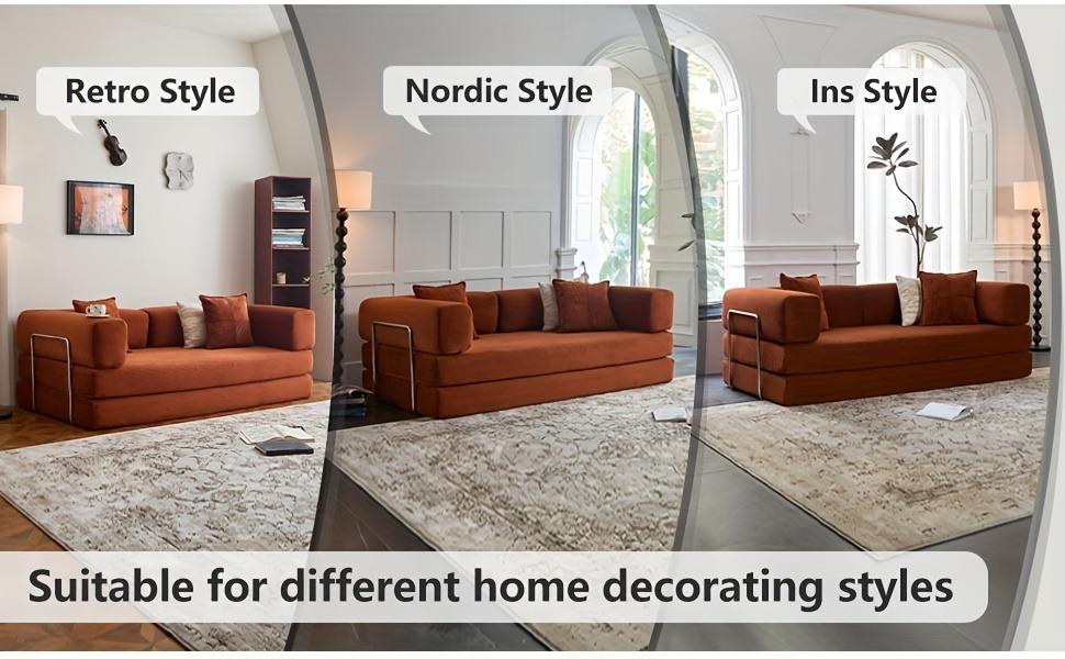 78.8'' Sofa Bed Cloud Couch Corduroy Upholstered Sectional Convertible Multi-Functional Floor Sofa for Living Room & Apartment Furniture