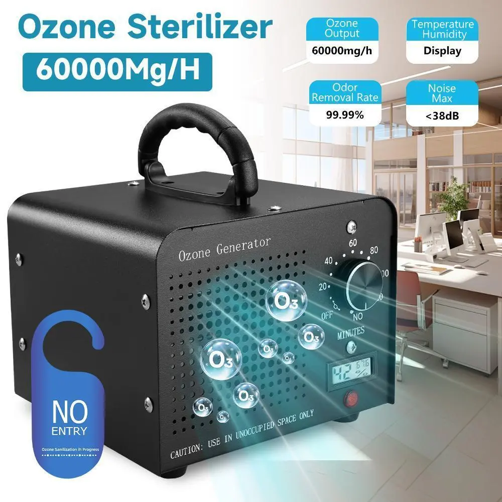 【Back to School Gift】Portable Ozone Machine - 60000mg/h High-Capacity O3 Ion Deodorizer, Commercial/Home Odor Remover, Suitable for 4500 Sq Ft Spaces (Portable Size, Ideal for Cars)
