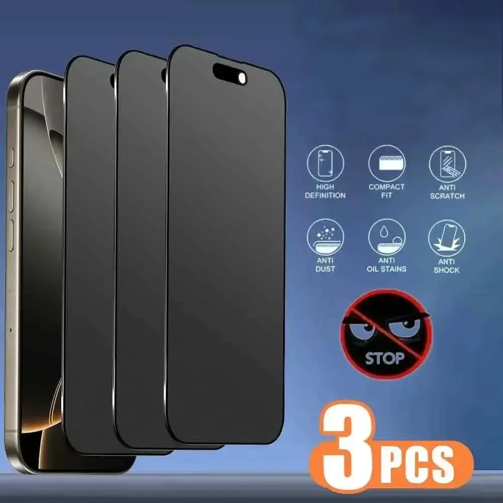 3 Pcs Matte Privacy Screen Protector Compatible With iPhone 17 16 Pro Max 15 14 13 12 11 16e Plus Mini X XR XS Max Frosted Anti-Peeping, 9H Tempered Glass, Protecting Privacy, Full Coverage, Anti-Fingerprints, Anti-Fall
