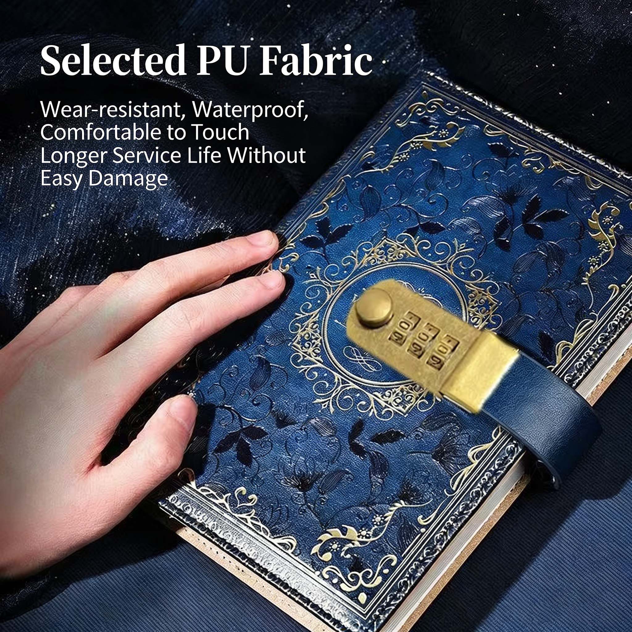 Vintage European Embossed Gold Foil Password Notebook, Luxurious Texture, Practical Functionality, Diary Journal Private Notebook, 100 Sheets