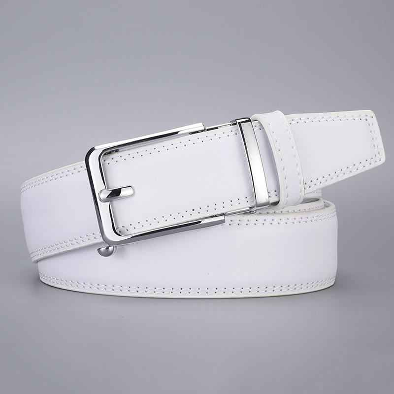 Click Belts for Men Luxury Brand Designer White Automatic Buckle Genuine Leather Men's Jeans High Quality Waist Male Straps