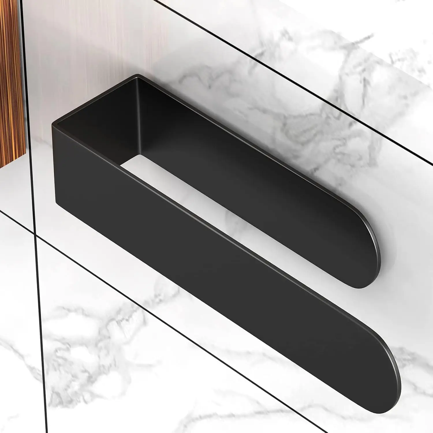 Hand Towel Holder, Black Hand Towel Bar, Stainless Steel Self Adhesive Bathroom Towel Bar Stick  Wall