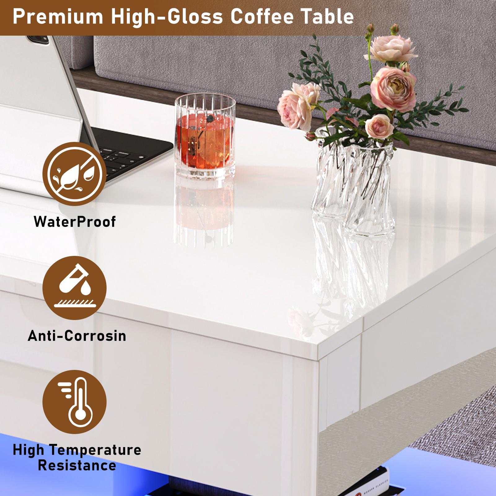 39.4"/47.2" Large Lift Top Coffee Table,Modern High Glossy LED Coffee Tables for Living Room with Storage,Black Living Room Tables for Living Room,Dining Room,Bedroom Home Office,APP LED Lights(Black/white) 39.4"/47.2" Large Lift Top Coffee Table,Modern High Glossy LED Coffee Tables for Living Room with Storage,Black Living Room Tables for Living Room,Dining Room,Bedroom Home Office,APP LED Lights(Black/white)