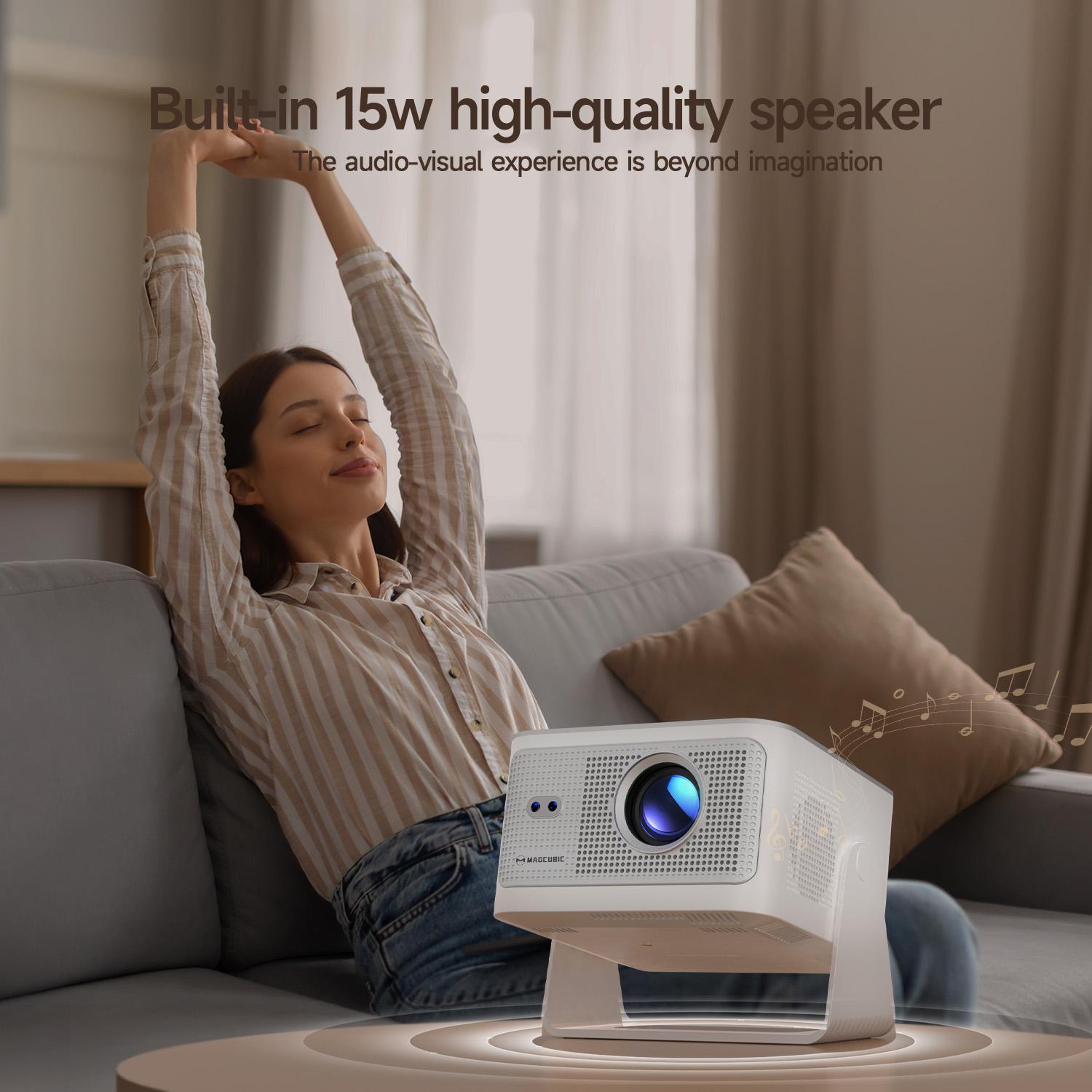 [US warehouse] Magcubic HY350MAX Projector 900ANSI Auto Focus 8K Decode Android 14 Allwinner H726 Built-in 15W HiFi Speaker Dual WiFi6 BT5.4 Native 1080P 1.0:1 short Throw Portable Smart Projector For Home Cinema Movie Night, Gift, Summervibes