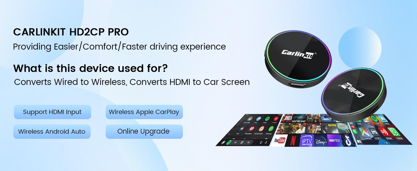 【TikTokShopBlackFriday】CarPlay TV adapter CarlinKit car play with netflix wireless carplay/Android auto • CarPlay Screen Upgrade HDMI• Netflix YouTube Fire TV in Car