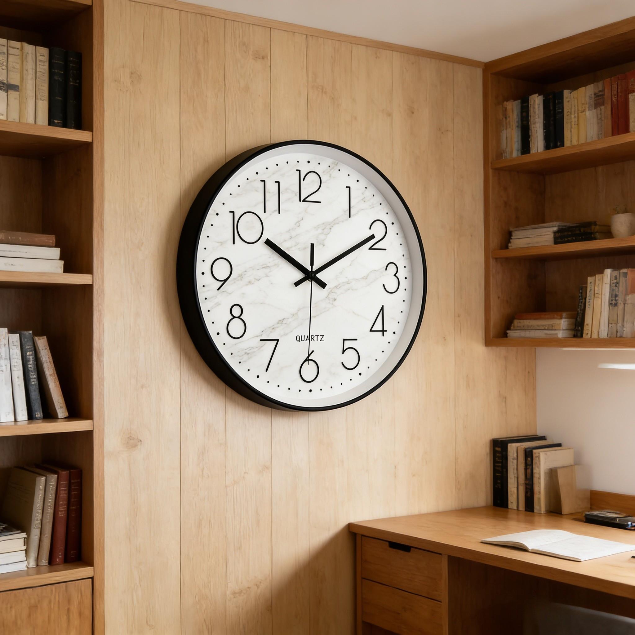 Nordic Silent Wall Clock, Creative Marble Pattern Clock, Living Room Decorative Table, Bedroom Silent Sweep Second Wall Clock