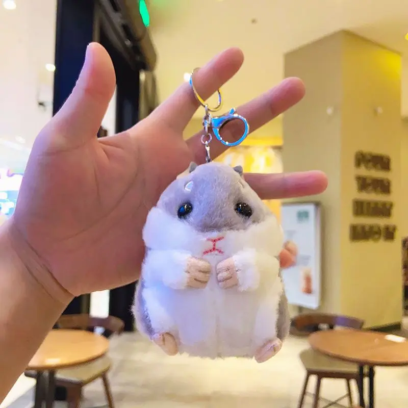2 Pack Super Cute Hamster Plush Keychains, Soft Stuffed Animal Key Ring Pendant, Kawaii Backpack Handbag Charms, Lovely Small Plush Toy Birthday Gifts for Girls