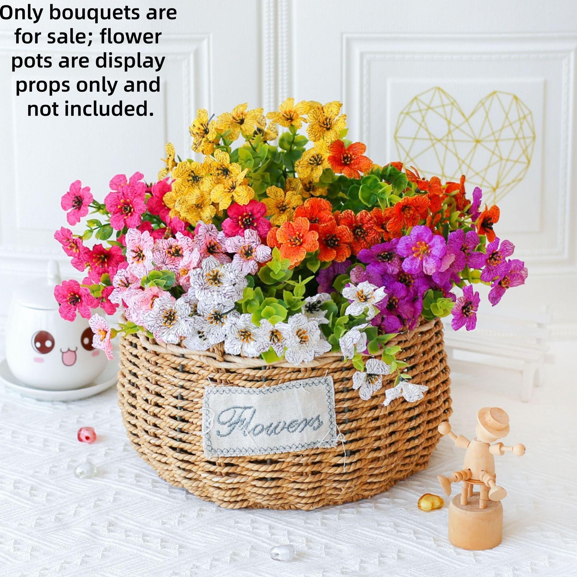 Artificial Flower ( 12/24pcs/set ) ，Mixed Color UV Resistant Fake Flower, Decorative Faux Flower Plant for Home & Garden & Yard，Outdoor Flowers,home decor（without Pot）