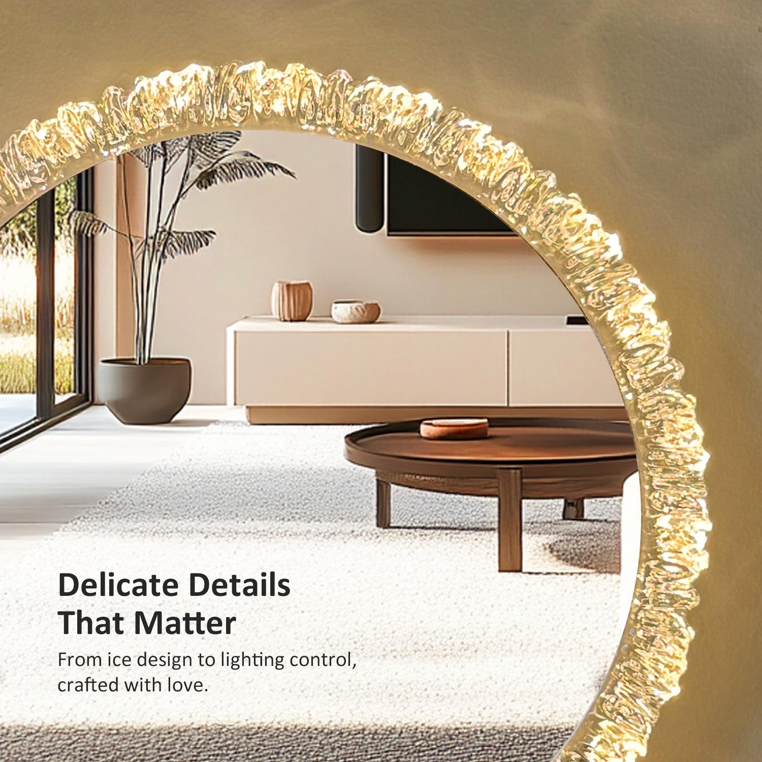GALENTAL Elegant Iceberg Vanity Mirror with Light, Crystal LED Makeup Mirror with Dimmable 3 CCT, Touch Screen Control, Adjustable Desktop Makeup Mirror for Bathroom, Living Room, Bedroom, Best Gifts - HD Reflection GALENTAL Elegant Iceberg Vanity Mirror with Light, Crystal LED Makeup Mirror with Dimmable 3 CCT, Touch Screen Control, Adjustable Desktop Makeup Mirror for Bathroom, Living Room, Bedroom, Best Gifts - HD Reflection