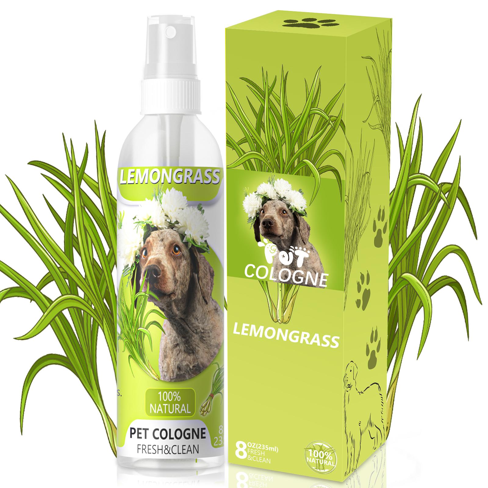 Stinky Pet Freshener Spray, 100% Plant-Based Lemongrass Dog Cat Cologne, Long Lasting Odor Control Mist, No-Bath Quick Fur Deodorizer Safe for All Breeds
