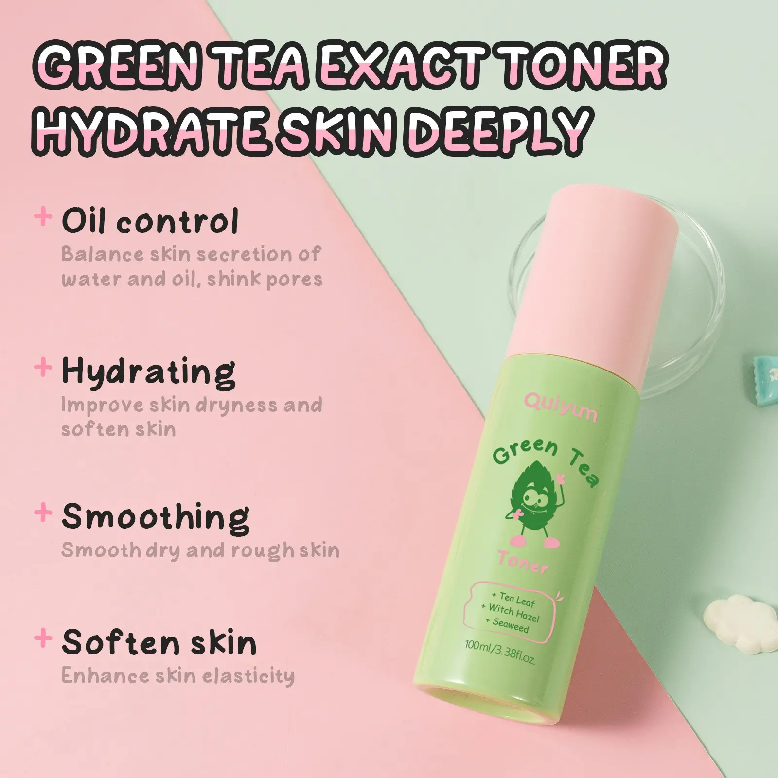 Tea Toner 100ML, Contains Tea Extract, Rosemary, Aloe Vera, Deep Hydration, Oil Control, Soothes Skin, All Skin Types, Daily Care Essential,Soothes Redness & Smoothes Texture , Perfect for AM PM Routine