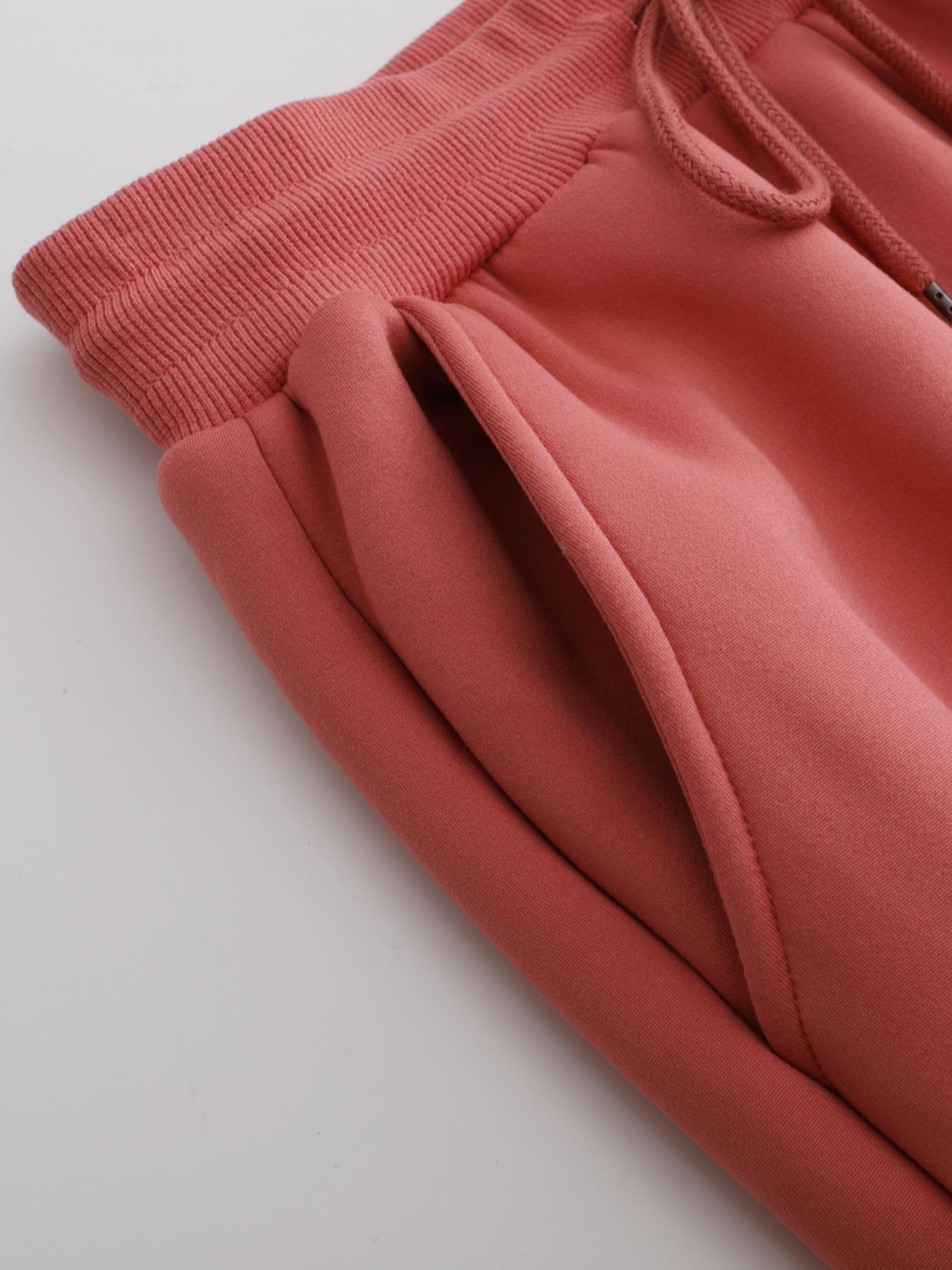 Women's Fleece Lined Long Pants, Floral Print, Drawstring Waist, Pockets, Casual Fall & Winter Wear, Warm Lamb Velvet Trousers