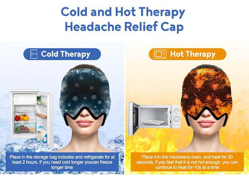JPHYLL Migraine Headache Relief Cap Gel Ice Head Wrap for Tension Stress Relief Home Office Use Stretchable W Shape Design - Sleeping Eye Mask