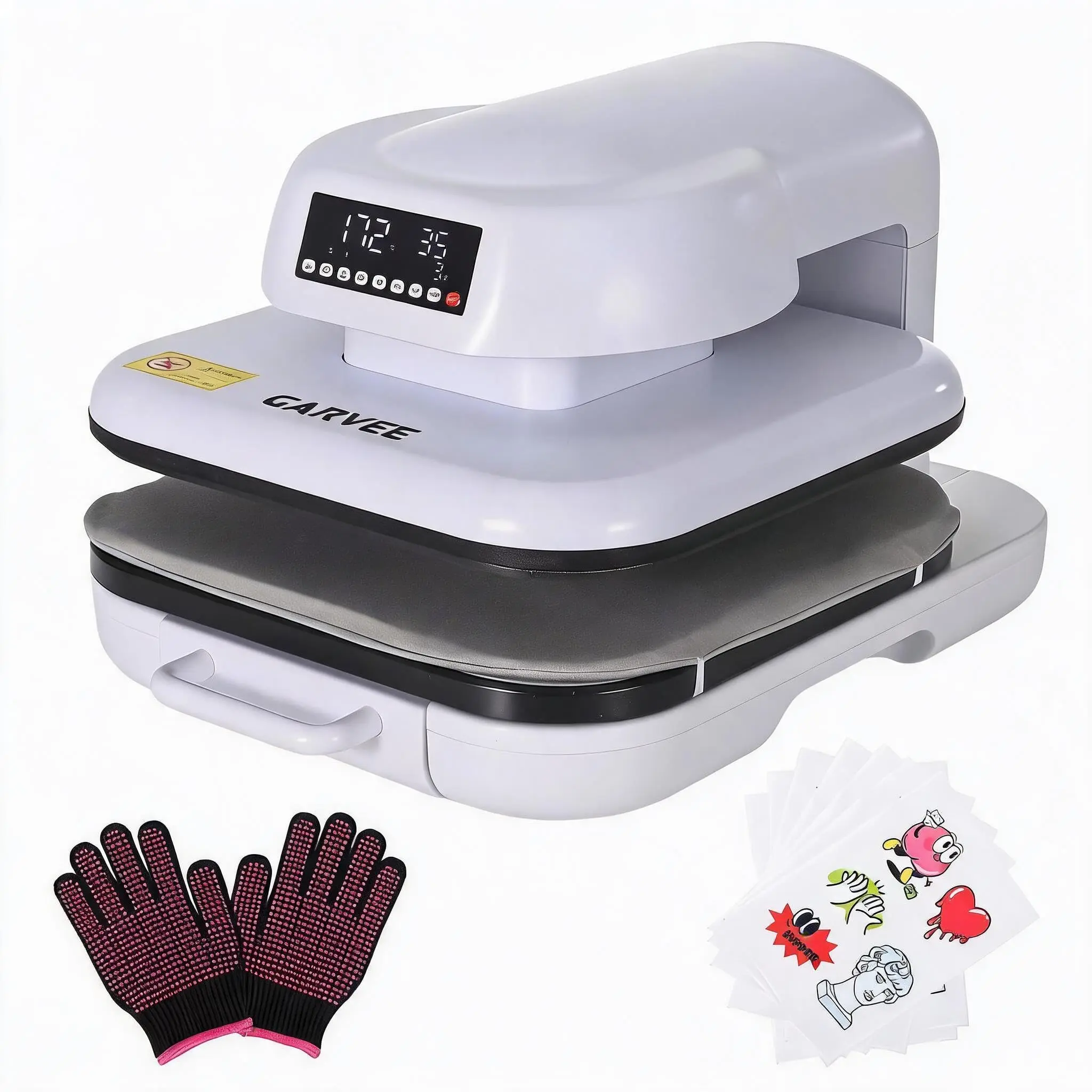 15"x15" Auto Heat Press Machine with Fast, Even Heating, Adjustable Pressure, Accurate Temperature & Timer, Digital Display, and 4 Memory Modes for Professional T-Shirt Printing