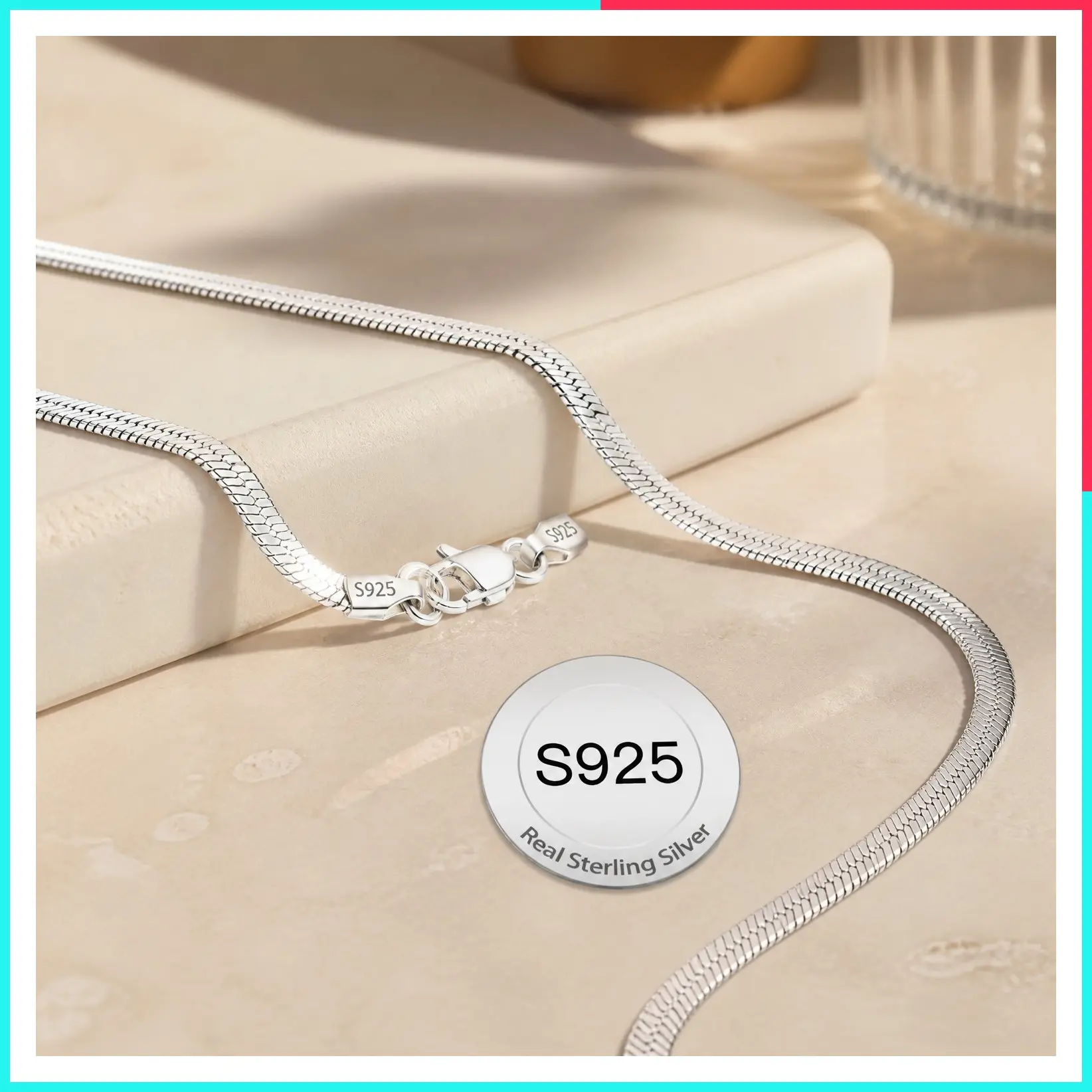 18K Gold Plated 925 Sterling Silver Herringbone Necklace for Women - Flat Snake Chain, 3mm 4mm 5mm Widths, 16 18 20 22 24 Inch