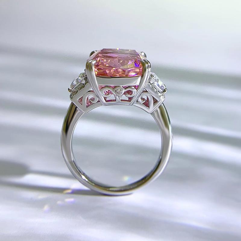 New S925 Sterling Silver Women's Ring Deluxe Padparadscha 11*15 [F0002]