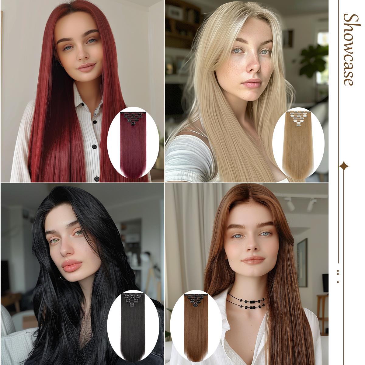 Cephemer Clip-in Synthetic Hair Extensions 23inches Straight 7PCS Natural Layered Light Weight Hairpieces for Women All Day Comfort for Daily Party Black Friday & Christmas Cephemer Clip-in Synthetic Hair Extensions 23inches Straight 7PCS Natural Layered Light Weight Hairpieces for Women All Day Comfort for Daily Party Black Friday & Christmas