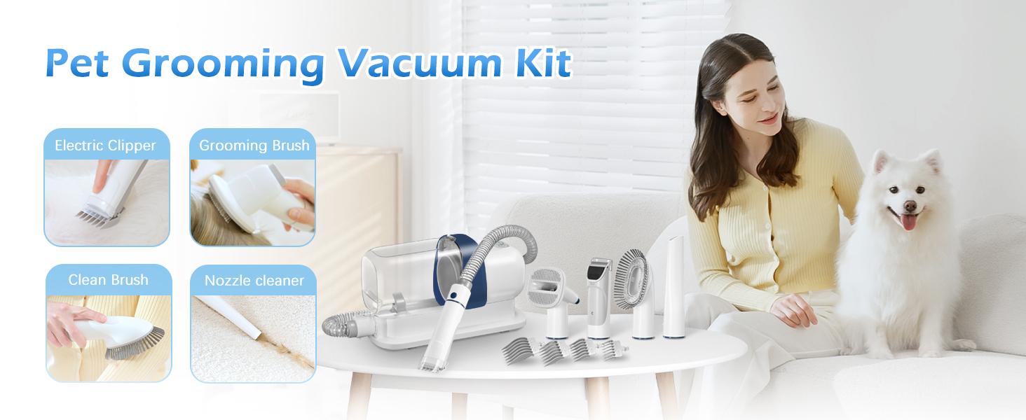 Multi-Suction Pet Grooming Kit, 2.3L, with Pet Grooming Tools for Shedding Pet Hair, New Upgrade