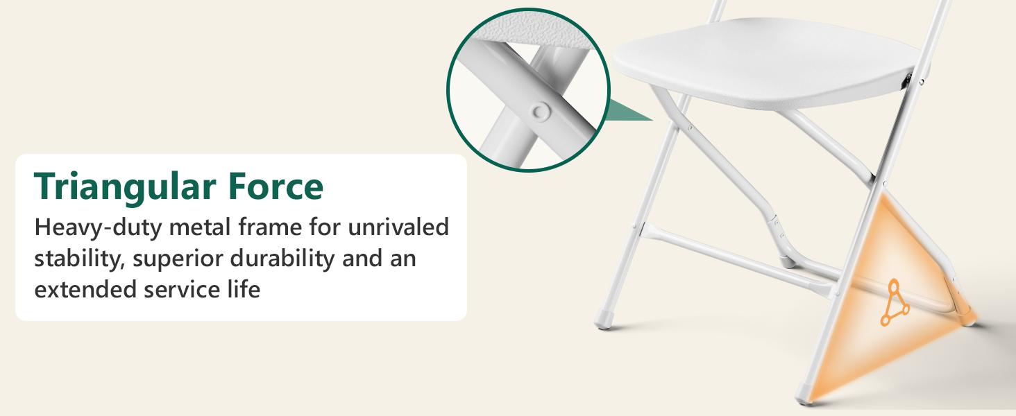 Folding Chair Pack, White Plastic No Assembly Required Folding Chairs with Non-Slip Feet, Foldable Chair Set for Camping, Parties, Weddings, Events