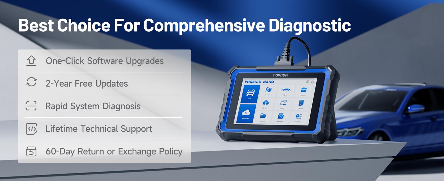 TOPDON Phoenix Nano, Bidirectional Scan Tool, ECU Coding Tool, FCA AutoAuth, CAN FD/DoIP Protocols, 32+ Special Functions, Full System Diagnostic, Free Updates for 2 Years
