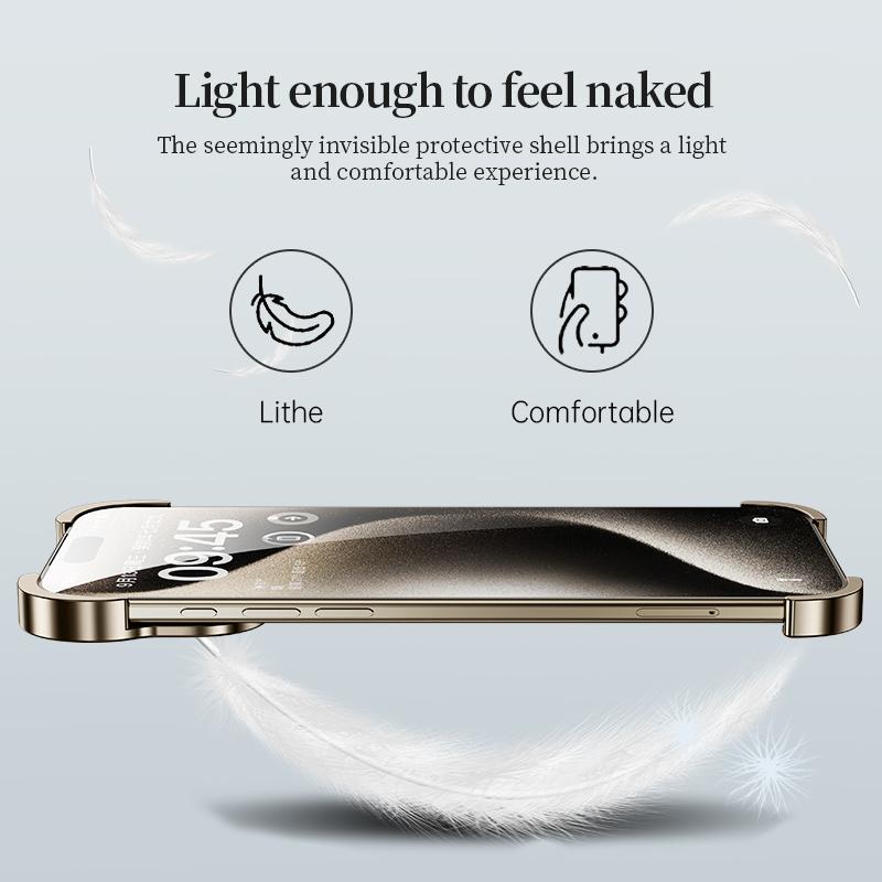 Minimalist Phone Case for iPhone 17 Series, Aluminum Alloy Frameless Design, Ultimate Protection with Lens Film Included