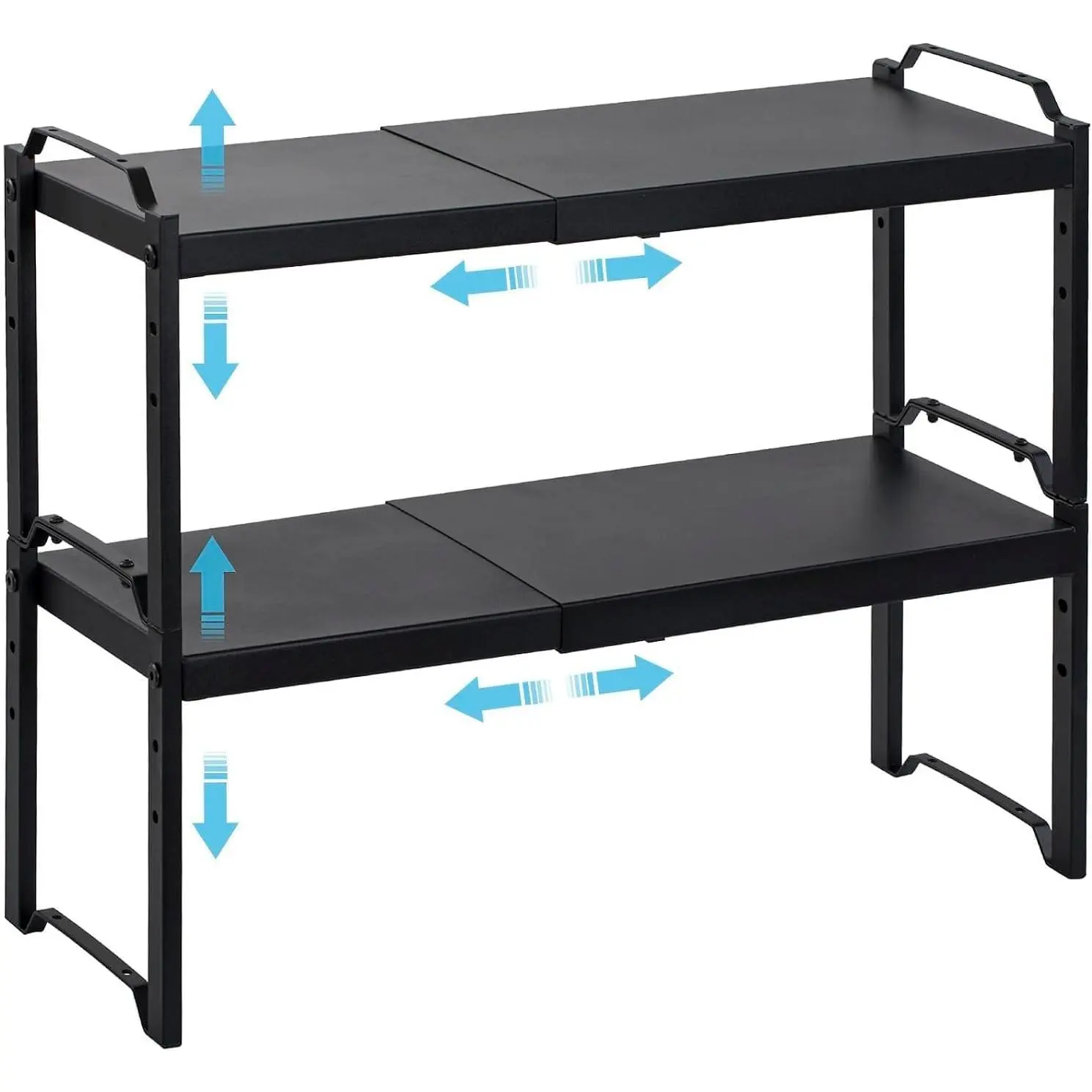 Expandable Cabinet Shelf Organizer, Countertop| 2 Pack Stackable Cabinet Countertop Shelves, Duty Counter Cupboard Pantry Organizers, 20.5" Long