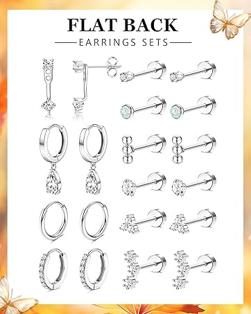 3 Pairs Small 14K Gold Plated Hoop Earrings for Women Trendy Hypoallergenic Silver Earring Stacks Huggie Hoops Earring Sets for Multiple Piercing Chunky Double Hoop Jewelry Lightweight