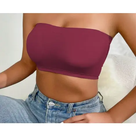 Women Strapless Bandeau Bra Seamless Non‑Slip Tube Top Bralette Anti‑Exposure Breathable Invisible Base Layering Top