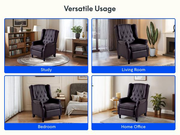 【Valentine Day Sale】Recliner Chair PU Leather Wingback Armchair, Push Back Recliner for Small Spaces, Tufted Back Accent Chair with Rivet Trim, Mid Century Single Sofa for Living Room Bedroom Study Lounge Furniture 【Valentine Day Sale】Recliner Chair PU Leather Wingback Armchair, Push Back Recliner for Small Spaces, Tufted Back Accent Chair with Rivet Trim, Mid Century Single Sofa for Living Room Bedroom Study Lounge Furniture