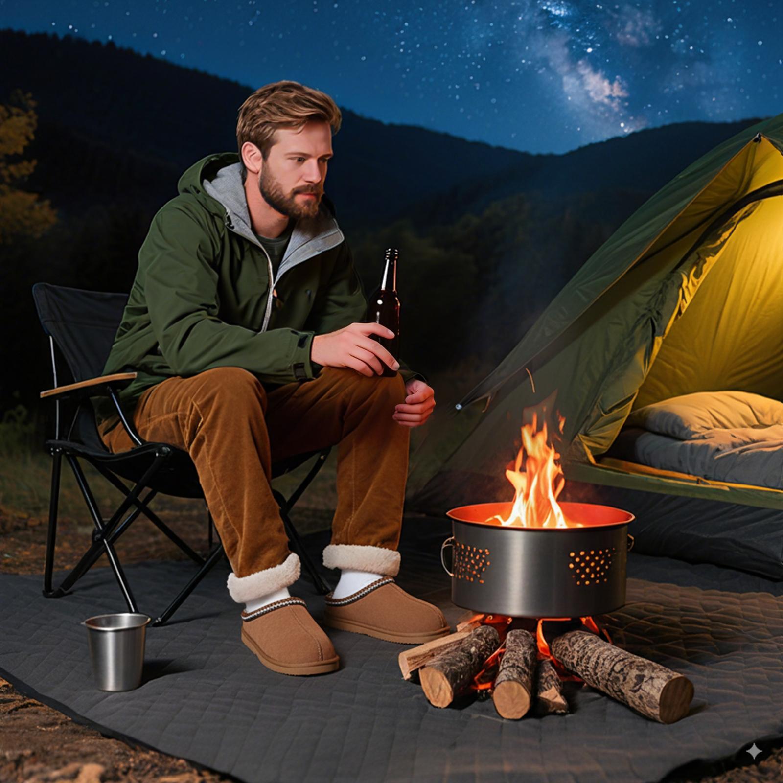 OOW Men's Fuzzy Suede Leather Slippers Winter Warm Memory Foam Non-Slip Outsole Indoor Outdoor House Shoes Chestnut Classic Decor Breathable Suede Uppers Soft Plush Lining - Footwear