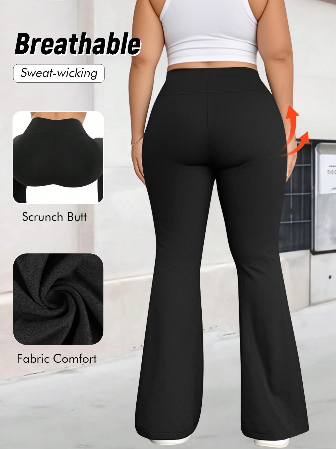 Women's Plus Size Cross Waist Flare Leg Pants, High Elasticity, Sweet Daily Wear, Commuter Pants, Fashionable Comfort, All Seasons Best Choice