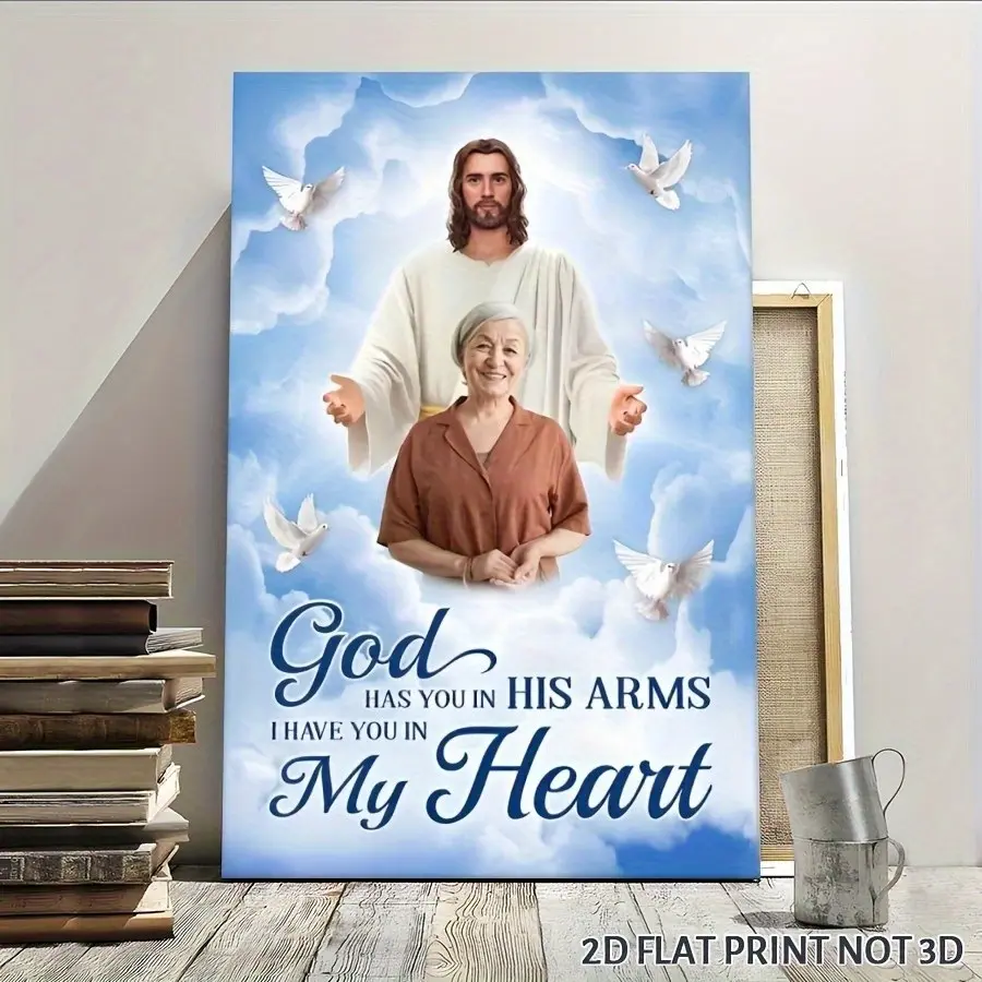 2D Flat Personalized Photo Frame with Blessing Message - Picture Frame & Wrap-Around Canvas, Custom Photo Display Gift for Anniversary, Wedding, Shower, Commemorative