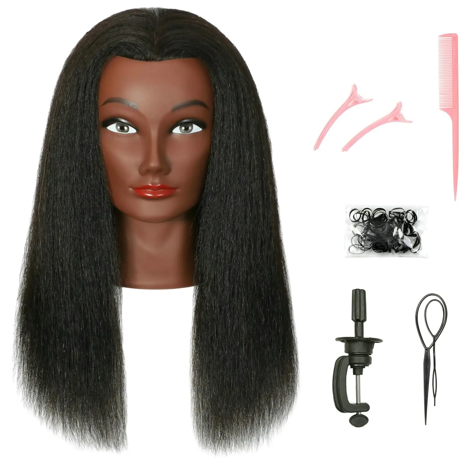Mannequin Head Human Hair Manikin for Braiding Styling with Stand| Real 100% Human Hair African American Doll Style Training Head Practice Cosmetology