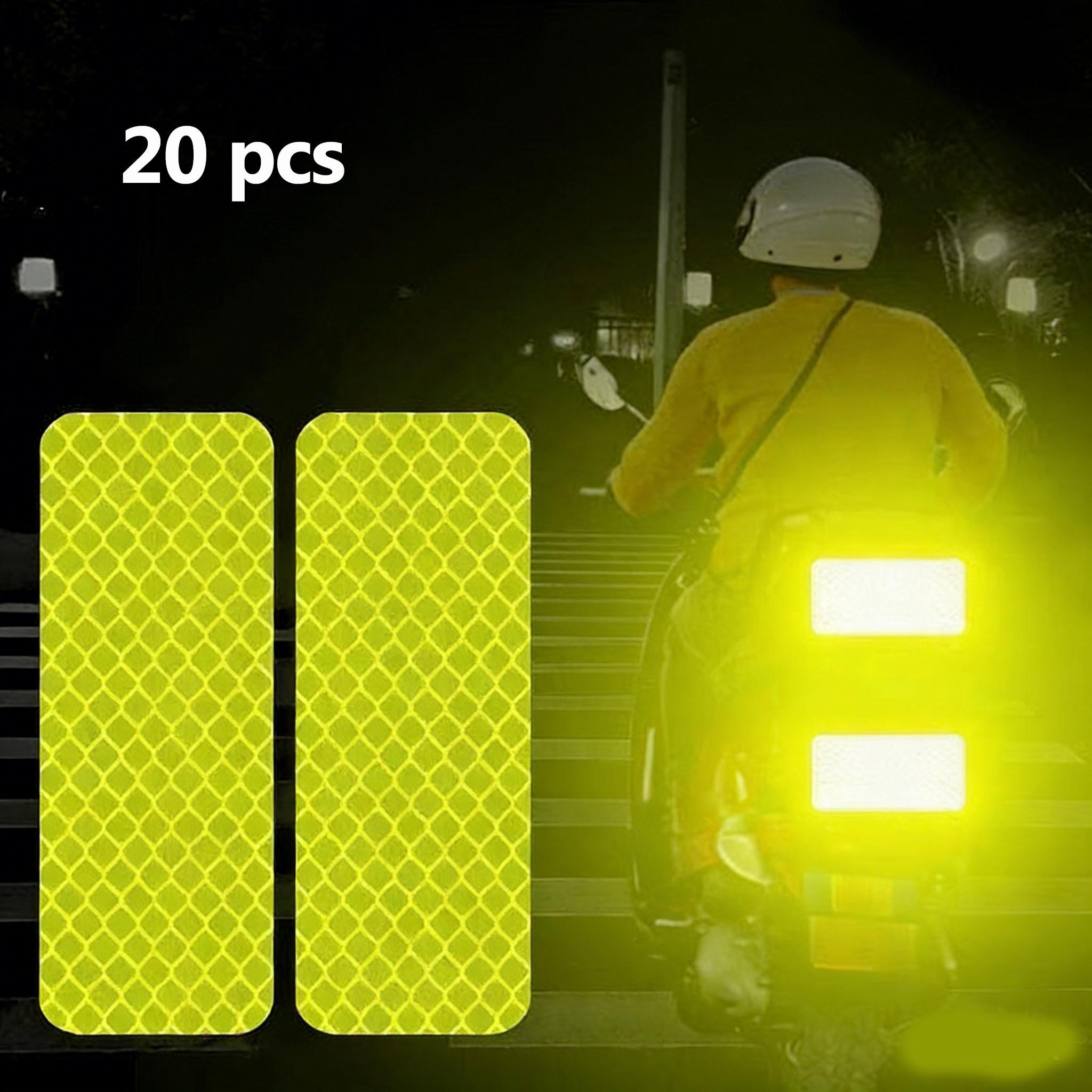 20pcs Ultra-Bright Reflective Safety Stickers, Fluorescent High Visibility Warning Decals, Night Road Safety Equipment