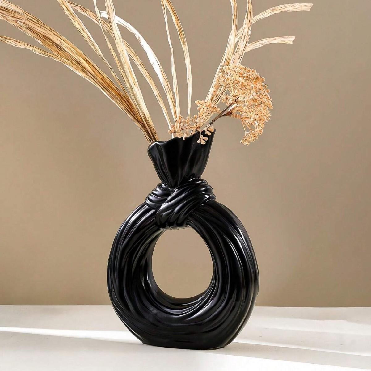 Modern Minimalist Round Knot Resin Vase, All-Season Home Decor, Desktop Ornament, Suitable for Year-Round Use, Elegant Floral Arrangement Holder