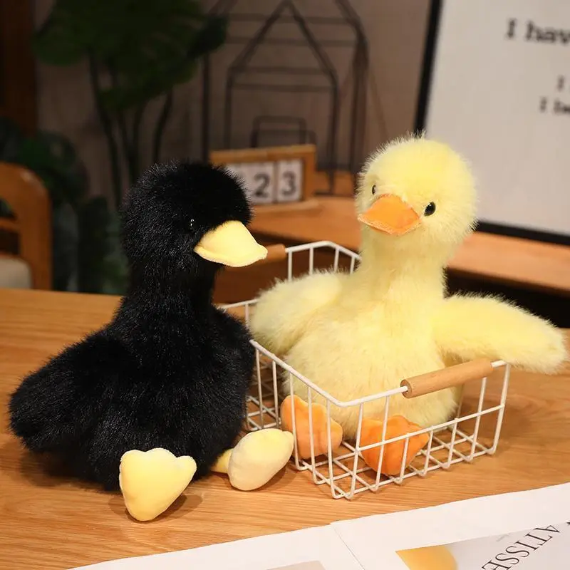 Simulation Yellow Duck Plush Toy 34/45cm White Pink Black Long Hair Duck Plush Doll Boys Girls Accompany Sleeping Gift