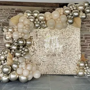 Multi Sizes 12/18/24/36Pcs Gold Shimmer Wall Panels, Wind Activated Background Decor, Ideal for Outdoor Wedding, Birthday, Valentine & Home Decor