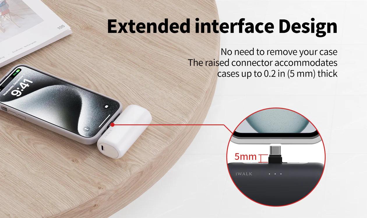 iWALK 5000mAh 2-in-1 USB-C&Lightning Portable Charger Switchable Plug Compact Fast Charging Powerbank for iPhone Samsung Android Adaptive Charging 15W Fast Charge 9 Layers Safety Protection - Chargeable, Smartphone