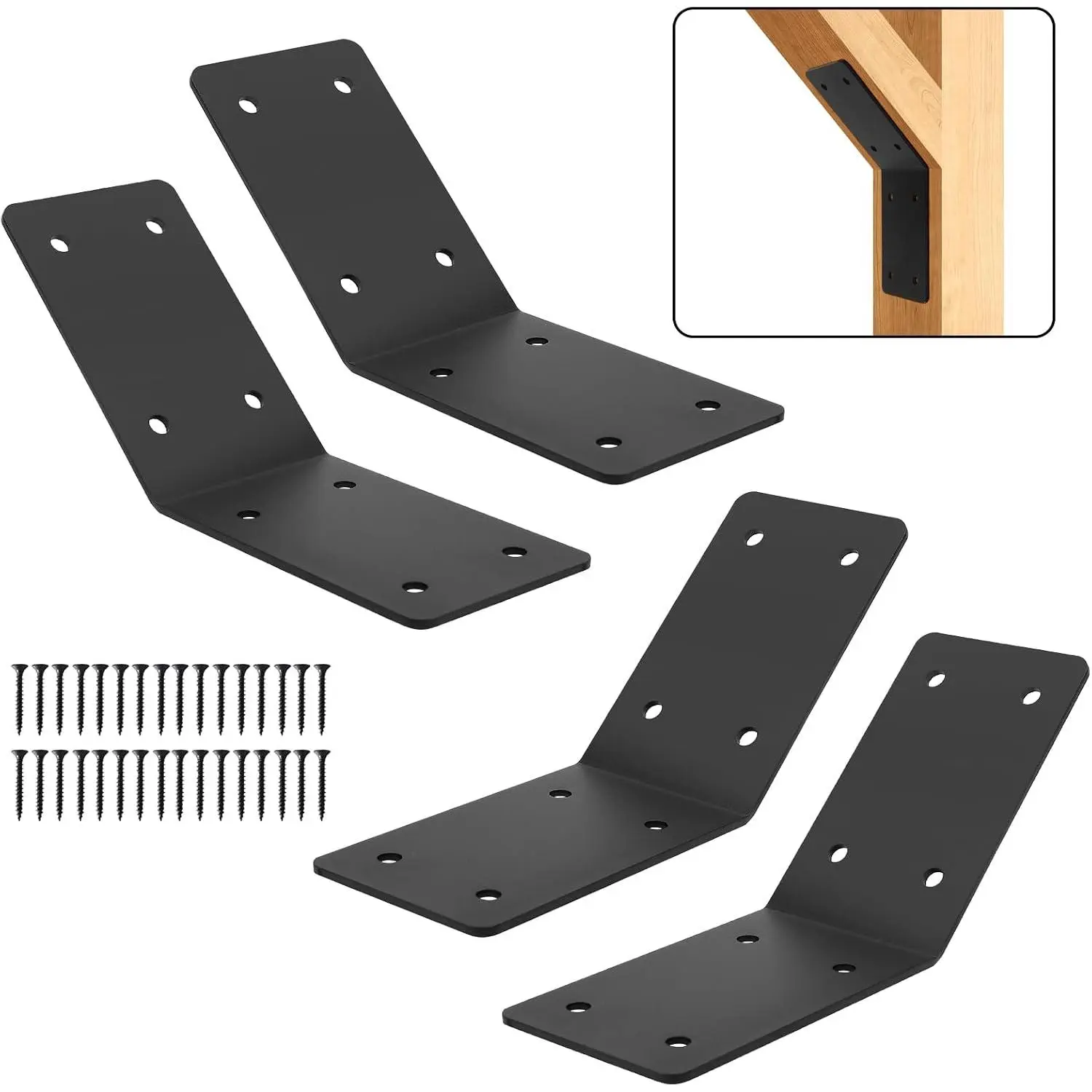 4Pcs Inside Mount Bracket Set, 45-Degree Support Angle 5x5x3 Corner Brace, Includes Screws for Automotive & Motorcycle Car Interior Mounts & Holders