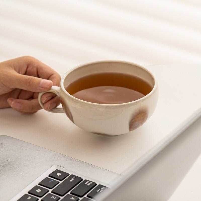 Soup Bowl with Handle, 12oz Coffee Mug, Cozy Mug, Drinking Mug, Ceramic Mug, Cereal Breakfast Cup, Suitable for Milk Desserts, Oatmeal, Microwave Safe, Non-Bone China Material
