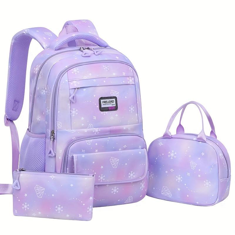 3-Piece College-Style Nylon Backpack Set with Lunch Bag & Pencil Case, Lightweight travel bags with adjustable shoulder straps, multiple pockets suitable for university and outdoor use, and perfect for everyday travel and back-to-school essentials.