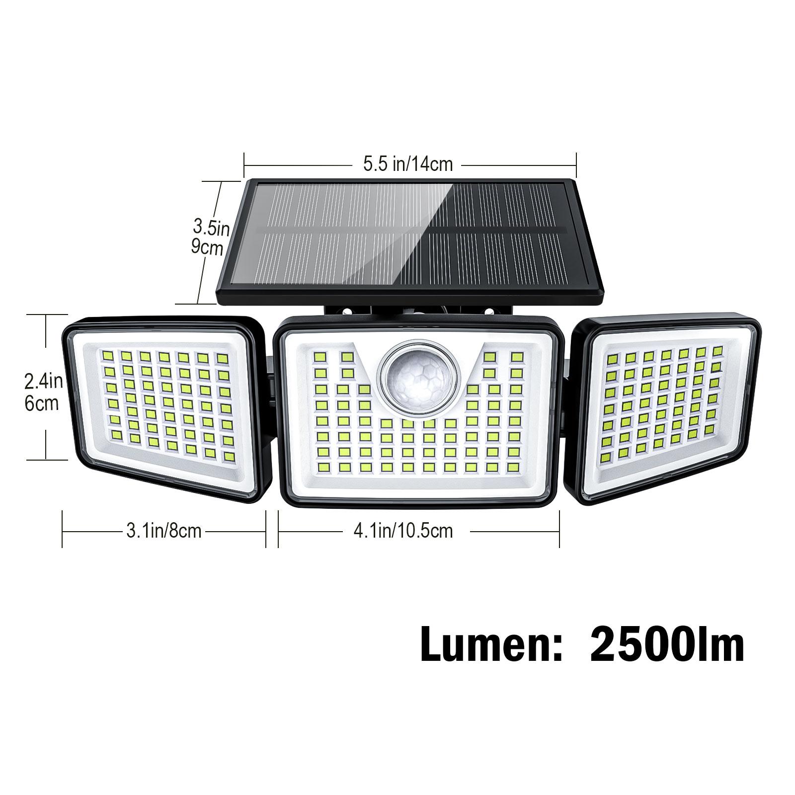 Daphino Solar Outdoor Security Spotlights, 2500LM 3-Head Dimmable Adjustable Wall Mount Lights with 3 Modes, IP65 Waterproof, 2 Years Warranty, for Garage, Festival Gift Daphino Solar Outdoor Security Spotlights, 2500LM 3-Head Dimmable Adjustable Wall Mount Lights with 3 Modes, IP65 Waterproof, 2 Years Warranty, for Garage, Festival Gift