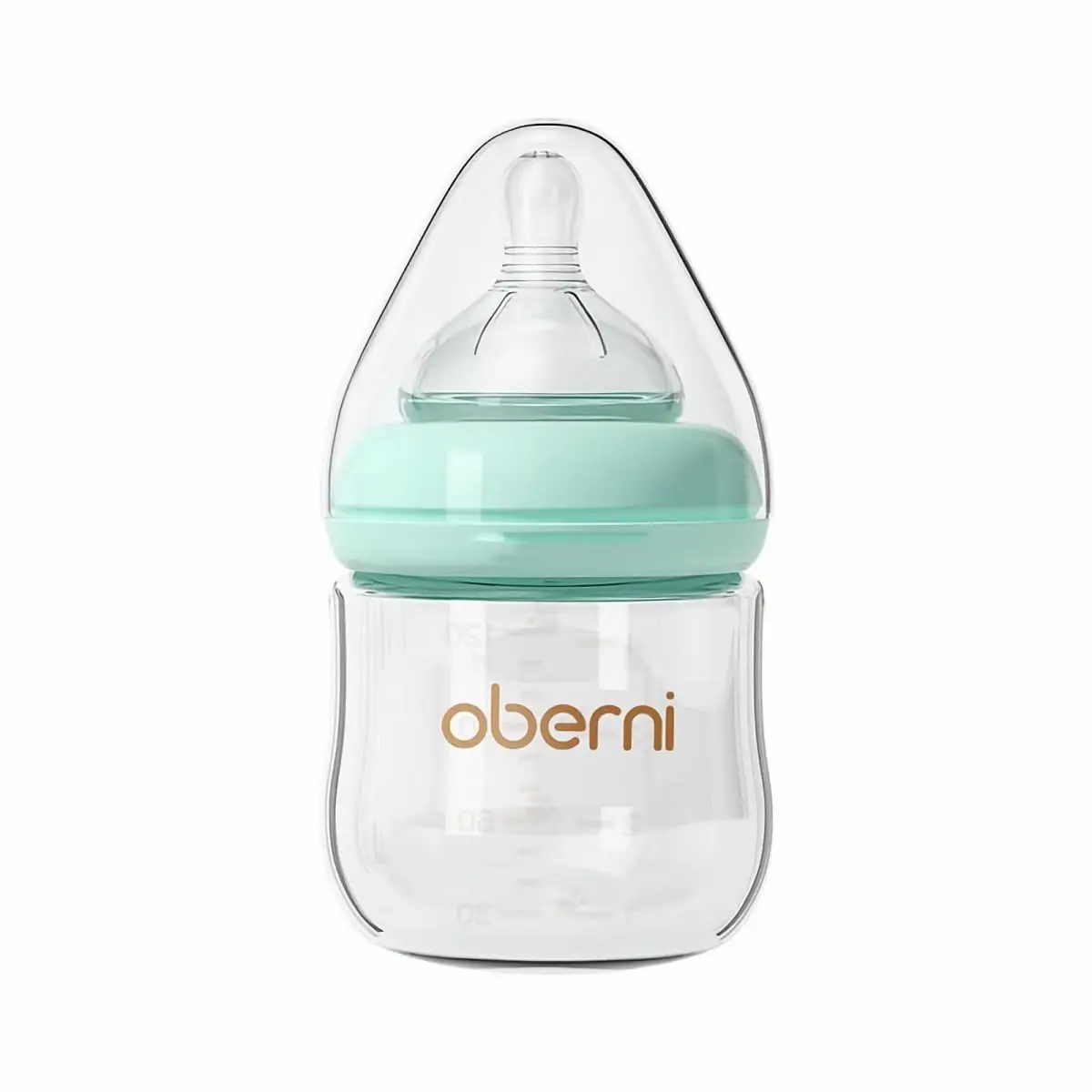 Oberni Glass Bottles,Anti Colic Breastfeeding Bottle with Natural Response Nipple Size S,Wide Neck Slow Flow Bottle for Baby,Newborn,Preemie 0-3 0-6 Month,BPA Free (Blue, 1 Pack, 4 Ounce)