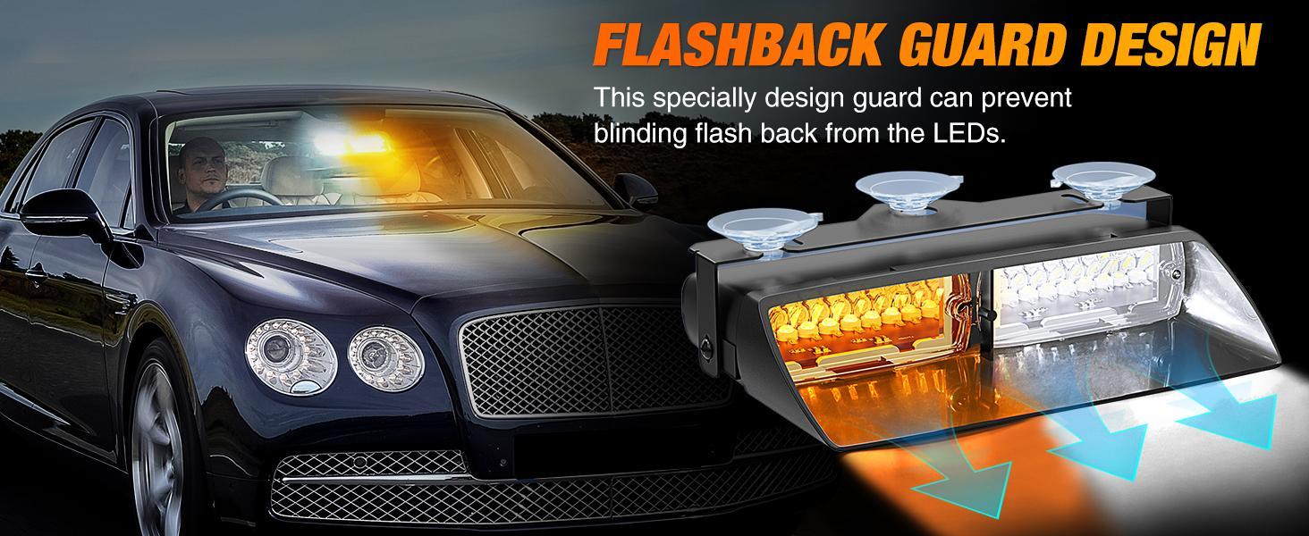 Nilight Strobe Lights Windshield Safety Flash Lights with Suction Cups Super Bright LED Lights Amber White