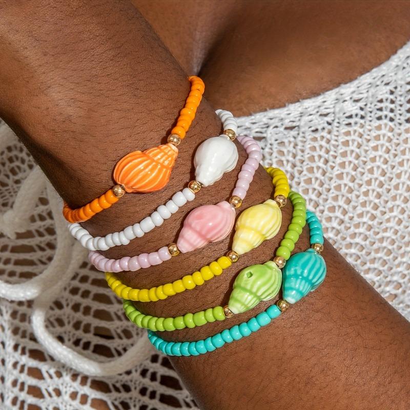 Women's 20pcs Colorful Bracelet Set - Stackable Beach Charm Arm Candy with Round Beads and Ocean Charms for Vacation & Casual Wear, Daily Wear, Colorful Beads, Arm Candy Accessories, Bracelet Stacking, Bracelets